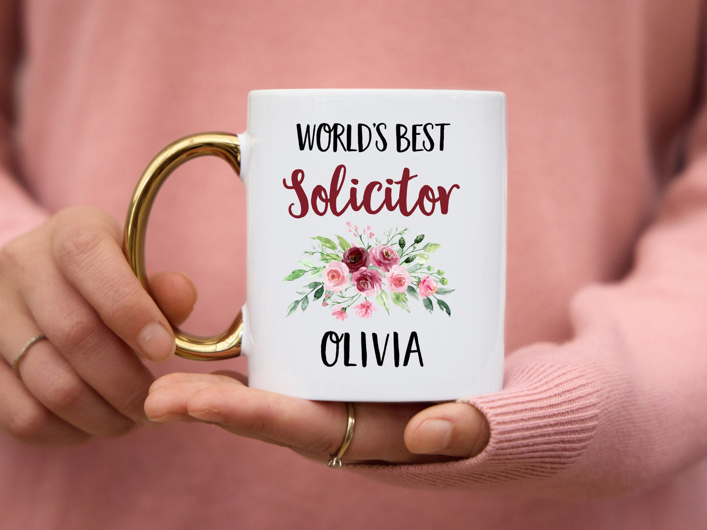 World's Best Solicitor Mug with Gold Handle - Personalised Solicitor Gift - Law Student Graduation Gift - New Solicitor - Solicitor Coaster