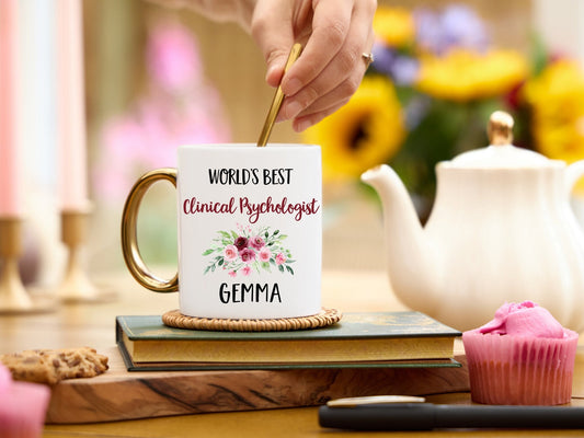 World's Best Clinical Psychologist Mug with Gold Handle