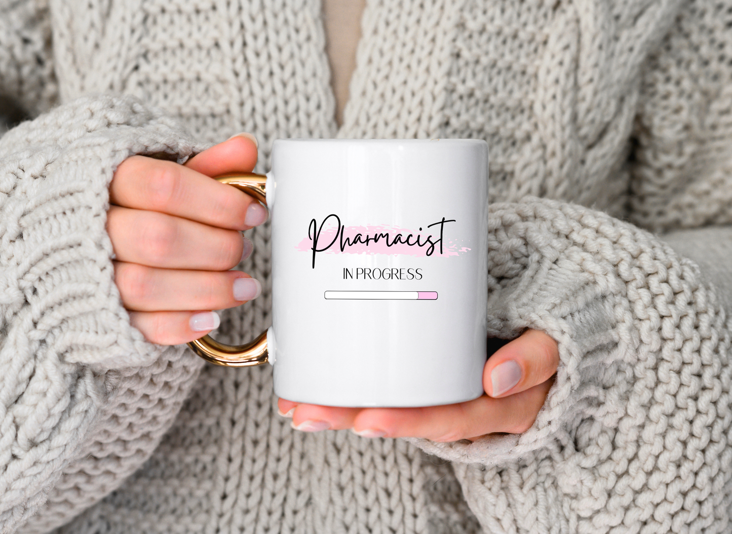 Pharmacist in Progress Mug with Gold Handle