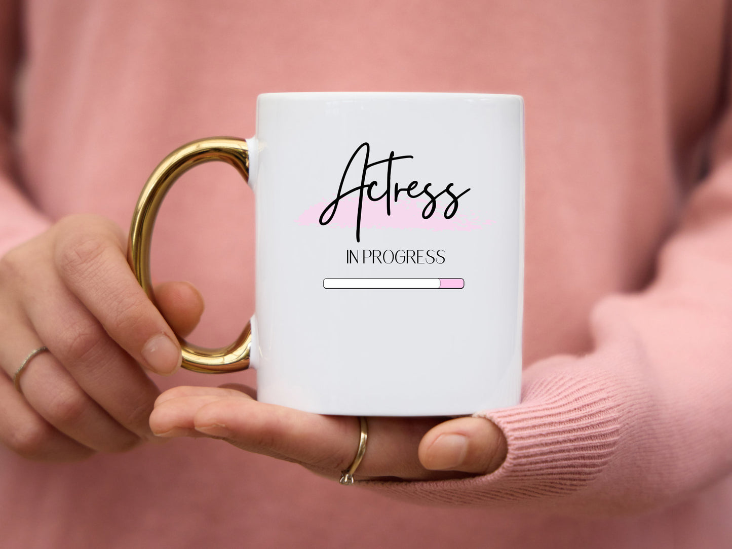 Actress in Progress Mug with Gold Handle