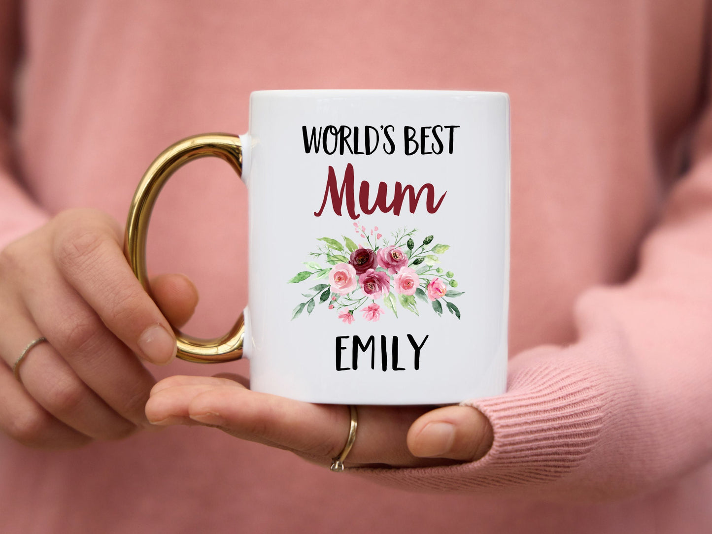 World's Best Mum Mug with Gold Handle